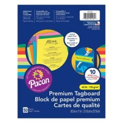 Pacon® Premium Tagboard, 8.5" X 11", 10 Bright Assorted Colors, 50 Sheets Per Pack, 3 Packs (PAC101164-3)