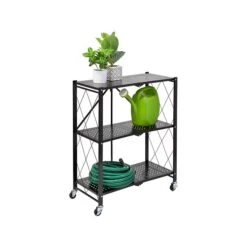 Honey-Can-Do 3-Shelf Metal Mobile Utility Cart With Swivel Wheels, Black (SHF-09577)