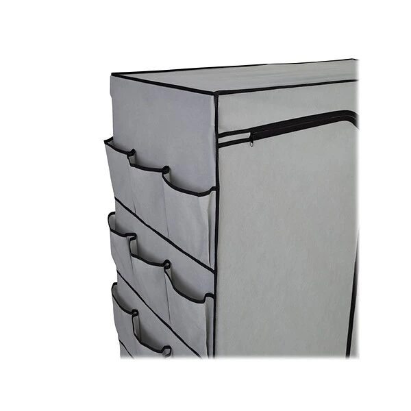 Honey-Can-Do 64" X 60" Portable Wardrobe Closet With Side Pockets, Gray/Black Steel/Polyester (WRD-09197) 2 Honey-Can-Do 64" X 60" Portable Wardrobe Closet With Side Pockets, Gray/Black Steel/Polyester (WRD-09197) - Image 2