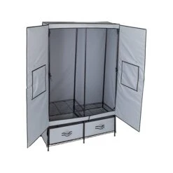 Honey-Can-Do 70" X 45" Clothes Storage Wardrobe With Drawers, Gray/Black Steel/Polyester (WRD-09199)