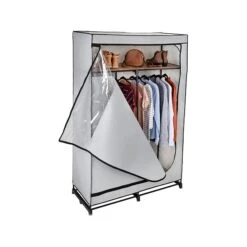 Honey-Can-Do 69" X 46" Portable Wardrobe Closet With Cover And Shelf Gray/Black, Steel/Polyester (WRD-09196) -Prepa Furniture Shop sp162783003 s7