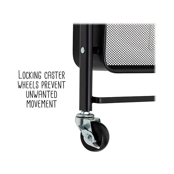 Honey-Can-Do 3-Shelf Metal Mobile Utility Cart With Lockable Wheels, Black (CRT-09584) 5 Honey-Can-Do 3-Shelf Metal Mobile Utility Cart With Lockable Wheels, Black (CRT-09584) - Image 5