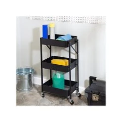 Honey-Can-Do 3-Shelf Metal Mobile Utility Cart With Lockable Wheels, Black (CRT-09584) 11 Honey-Can-Do 3-Shelf Metal Mobile Utility Cart With Lockable Wheels, Black (CRT-09584) -Prepa Furniture Shop sp162783020 s7