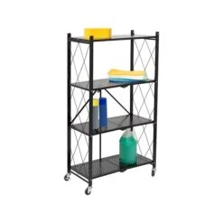 Honey-Can-Do 4-Shelf Metal Mobile Utility Cart With Swivel Wheels, Black (SHF-09576)