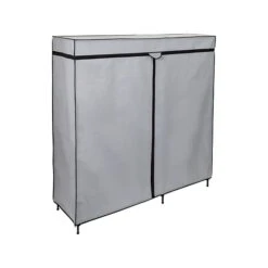Honey-Can-Do 63" X 60" Portable Wardrobe Closet With Cover, Gray/Black Steel/Polyester (WRD-09198)