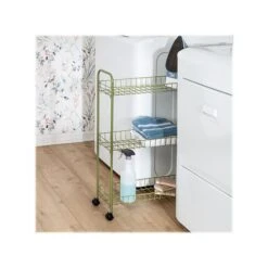 Honey-Can-Do 3-Shelf Metal Mobile Utility Cart With Dual Wheel, Olive (CRT-09137) -Prepa Furniture Shop sp162863046 s7