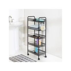 Honey-Can-Do 5-Shelf Metal Mobile Utility Cart With Lockable Wheels, Black (CRT-09585) -Prepa Furniture Shop sp162863052 s7