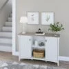 Bush Furniture Salinas 29.96" Accent Storage Cabinet With 3 Shelves, Shiplap Gray/Pure White (SAS147G2W-03)