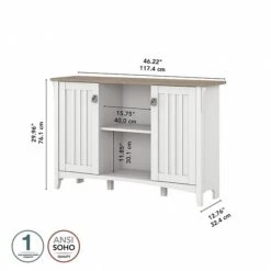 Bush Furniture Salinas 29.96" Accent Storage Cabinet With 3 Shelves, Shiplap Gray/Pure White (SAS147G2W-03) -Prepa Furniture Shop sp164749902 s7