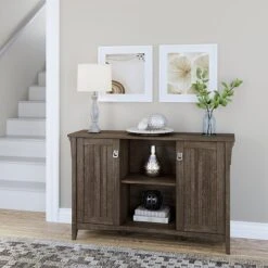 Bush Furniture Salinas 29.96" Accent Storage Cabinet With 3 Shelves, Ash Brown (SAS147ABR-03)