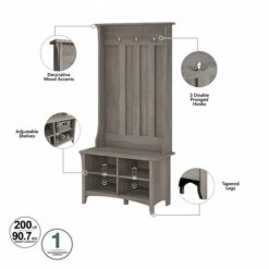 Bush Furniture Salinas 68.11" Storage Set With Hall Tree, Shoe Bench And Accent Cabinet, 5 Shelves, Driftwood Gray (SAL008DG) -Prepa Furniture Shop sp164750629 s7