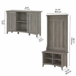 Bush Furniture Salinas 68.11" Storage Set With Hall Tree, Shoe Bench And Accent Cabinet, 5 Shelves, Driftwood Gray (SAL008DG) -Prepa Furniture Shop sp164750633 s7