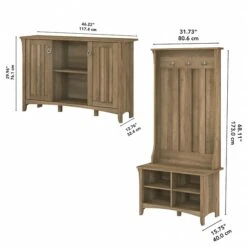 Bush Furniture Salinas 68.11" Storage Set With Hall Tree, Shoe Bench, Accent Cabinet, 5 Shelves, Reclaimed Pine (SAL008RCP) -Prepa Furniture Shop sp164750963 s7