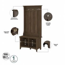 Bush Furniture Salinas 68.11" Storage Set With Hall Tree, Shoe Bench And Accent Cabinet With 5 Shelves, Ash Brown (SAL008ABR) -Prepa Furniture Shop sp164751165 s7