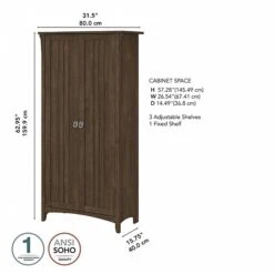 Bush Furniture Salinas 62.95" Tall Storage Cabinet With 4 Shelves, Ash Brown (SAS332ABR-03) 8 Bush Furniture Salinas 62.95" Tall Storage Cabinet With 4 Shelves, Ash Brown (SAS332ABR-03) -Prepa Furniture Shop sp164751796 s7
