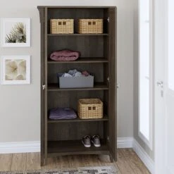 Bush Furniture Salinas 62.95" Tall Storage Cabinet With 4 Shelves, Ash Brown (SAS332ABR-03) 9 Bush Furniture Salinas 62.95" Tall Storage Cabinet With 4 Shelves, Ash Brown (SAS332ABR-03) -Prepa Furniture Shop sp164751813 s7