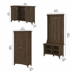 Bush Furniture Salinas 68.11" Storage Set With Hall Tree, Shoe Bench And Cabinets With 10 Shelves, Ash Brown (SAL016ABR) -Prepa Furniture Shop sp164752048 s7