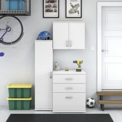 Bush Business Furniture Universal 62" 3-Piece Modular Storage Set With 5 Shelves, White (UNS005WH) -Prepa Furniture Shop sp164811474 s7