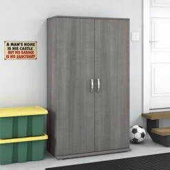 Bush Business Furniture Universal 62" Tall Storage Cabinet With Doors And 5 Shelves, Platinum Gray (UNS136PGK) -Prepa Furniture Shop sp164811645 s7