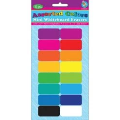 Ashley Productions® Mini Whiteboard Erasers, Assorted Colors, 2" X 1" X 0.75", Pack Of 16 (ASH78010)