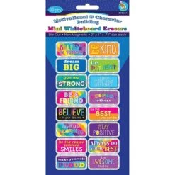 Ashley Productions® Mini Whiteboard Erasers, Assorted Colors, 2" X 1" X 0.75", Pack Of 16 (ASH78017)
