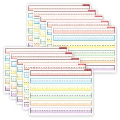 Ashley Productions® Smart Poly® PosterMat Pals® Handwriting, 1" Ruling, Multi Color, 13" X 9.5", Pack Of 10 (ASH97016)