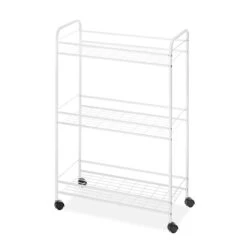 Whitmor 3 Shelf Metal Frame Utility Cart, White (6023-6001)