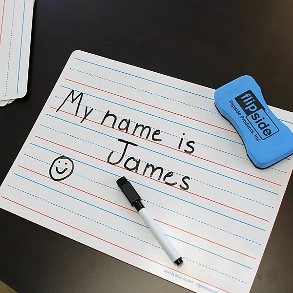 Flipside Products Magnetic Dry Erase Learning Mat, Red & Blue Ruled/Plain, Two-Sided, 9" X 12", Pack Of 24 (FLP20176) 2 Flipside Products Magnetic Dry Erase Learning Mat, Red & Blue Ruled/Plain, Two-Sided, 9" X 12", Pack Of 24 (FLP20176) - Image 2