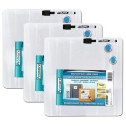 Promarx® Magnetic Dry-Erase Board With Dry-Erase Marker & Two Magnets, 11.5" X 11.5", 3 Sets (KITDE16WDSU0112-3)