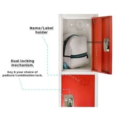 AdirOffice 72" D 4-Compartment Steel Tier Key Lock Red Storage Locker (629-204-RED)