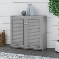 Bush Furniture Fairview 30.71" Small Storage Cabinet With 3 Shelves, Cape Cod Gray (WC53596-03)
