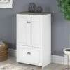 Bush Furniture Fairview 41.69" Storage Cabinet With 3 Shelves, Shiplap Gray/Pure White (WC53680-03)