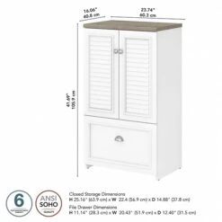 Bush Furniture Fairview 41.69" Storage Cabinet With 3 Shelves, Shiplap Gray/Pure White (WC53680-03) -Prepa Furniture Shop sp168353613 s7