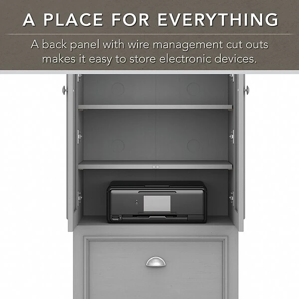 Bush Furniture Fairview 41.69" Storage Cabinet With 3 Shelves, Cape Cod Gray (WC53580-03) 2 Bush Furniture Fairview 41.69" Storage Cabinet With 3 Shelves, Cape Cod Gray (WC53580-03) - Image 2