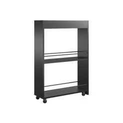 Ameriwood Trestle 3-Shelf Particle Board Mobile Laundry Cart With Dual Wheel Front Casters, Black (3848407COM) -Prepa Furniture Shop sp168531575 s7