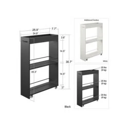 Ameriwood Trestle 3-Shelf Particle Board Mobile Laundry Cart With Dual Wheel Front Casters, Black (3848407COM) -Prepa Furniture Shop sp168531578 s7