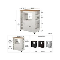 Ameriwood Williams 12-Shelf Particle Board Kitchen Cart, White (5276817COM) -Prepa Furniture Shop sp168531595 s7