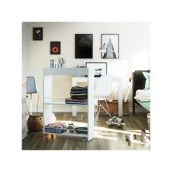 Ameriwood Trestle 3-Shelf Particle Board Mobile Laundry Cart With Dual Wheel Front Casters, White (3848015COM) -Prepa Furniture Shop sp168531631 s7