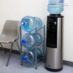 Mind Reader 3 Tier Stainless Steel Heavy Duty Water Cooler Jug Rack, Silver (3TJUG-SIL)