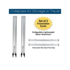 Excello Global Products Flip Chart Presentation Easel, 70", Silver Aluminum, 2/Pack (EGP-HD-0295)
