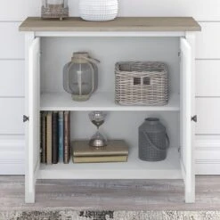 Bush Furniture Mayfield 30" Storage Cabinet With 2 Shelves, Pure White/Shiplap Gray (MAS131GW2-03) -Prepa Furniture Shop sp176322813 s7