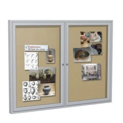 Ghent 3' H X 5' W Enclosed Vinyl Bulletin Board With Satin Frame, 2 Door (PA23660VX-181)