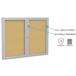 Ghent 4' H X 6' W Enclosed Natural Cork Bulletin Board With Satin Frame, 3 Door (PA34872K) -Prepa Furniture Shop sp17740394 s7 1