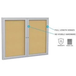 Ghent 3' H X 3' W Enclosed Natural Cork Bulletin Board With Satin Frame, 1 Door (PA13636K) -Prepa Furniture Shop sp17740394 s7