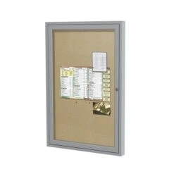 Ghent 24" H X 18" W Enclosed Vinyl Bulletin Board With Satin Frame, 1 Door, Caramel (PA12418VX-181)