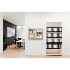 Ghent Cork Enclosed Bulletin Board, Satin Frame, 3'H X 4'W (PA23648K) -Prepa Furniture Shop sp17740641 s7