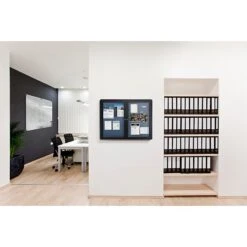 Ghent Ovation 3' H X 4' W Enclosed Fabric Bulletin Board With Black Frame, 2 Door, Black (OVK2-F95) -Prepa Furniture Shop sp17740852 s7