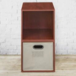 Niche Cubo 28"H X 13"W X 13.25"D 2-Cube Storage Set With 1 Canvas Tote Bin Warm Cherry (PC2PKWC1TOTE) -Prepa Furniture Shop sp180106367 s7
