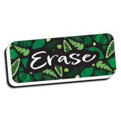 Ashley Productions® Magnetic Whiteboard Eraser, Greenery With Erase, 2" X 5", Pack Of 6