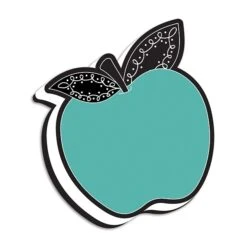 Ashley Productions® Magnetic Whiteboard Eraser, Teal Apple With Chalk Loop Leaves, Pack Of 6